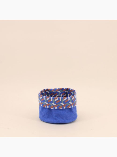 Panière en coton reversible motifs bleu 15x15cm - Kiabi