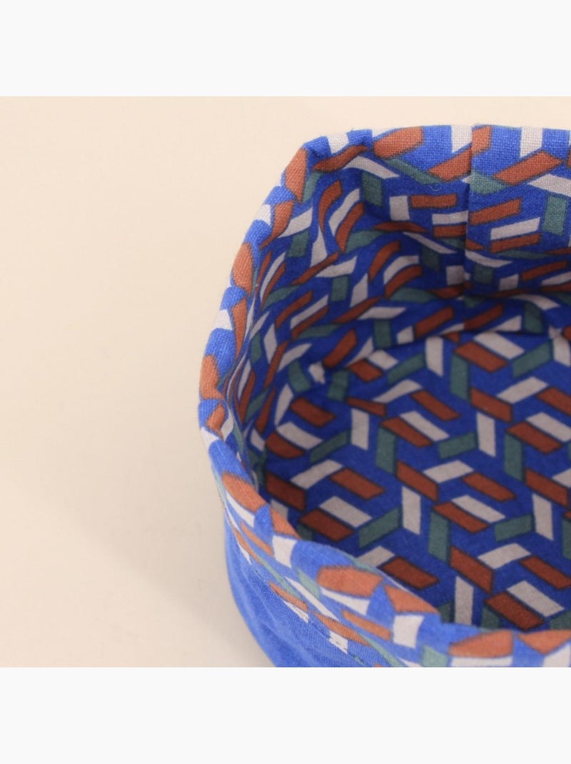 Panière en coton reversible motifs bleu 15x15cm Bleu - Kiabi