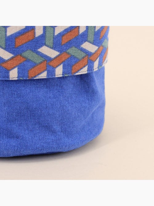 Panière en coton reversible motifs bleu 15x15cm - Kiabi