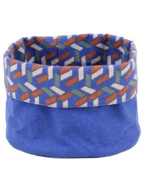 Panière en coton reversible motifs bleu 15x15cm - Kiabi