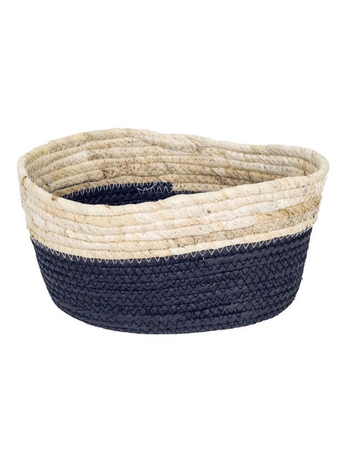 Panière en jonc de mer - noir et naturel - Kiabi