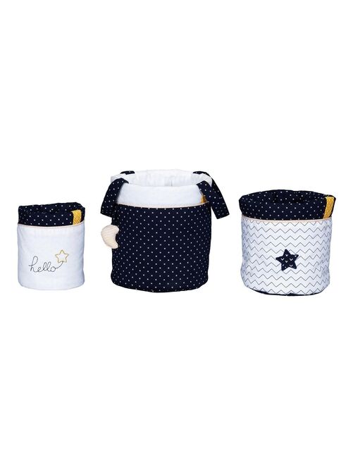 Corbeilles Gigogne - Merlin - Lot De 3 - 100% Coton - Bleu