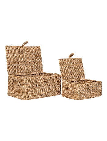 Paniers Bogra - Paniers, jonc de mer/métal, naturel, lot de 2