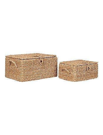 Paniers Bogra - Paniers, jonc de mer/métal, naturel, lot de 2