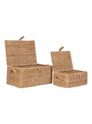 Paniers Bogra - Paniers, jonc de mer/métal, naturel, lot de 2