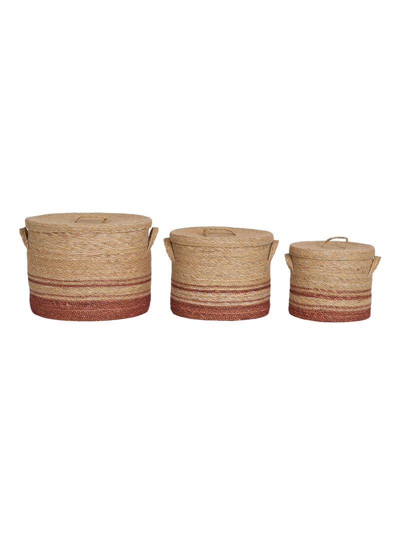 Paniers Budoni - Paniers en jonc de mer, naturel/marron, lot de 3 Bois naturel - Kiabi