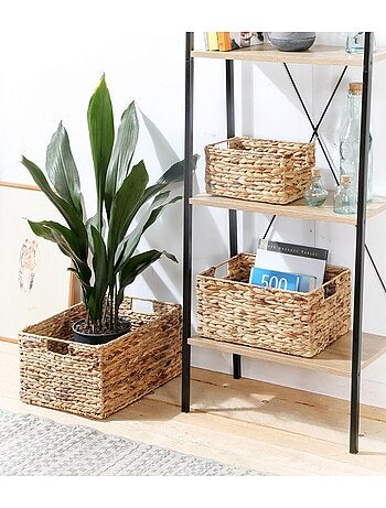 Paniers En Jacinthe D'eau Avec Armature Métal - Lot De 3