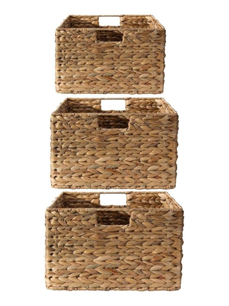 Paniers En Jacinthe D'eau Avec Armature Métal - Lot De 3 Marron - Kiabi