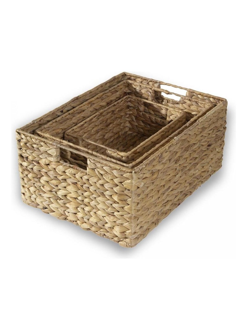 Paniers En Jacinthe D'eau Avec Armature Métal - Lot De 3 Marron - Kiabi