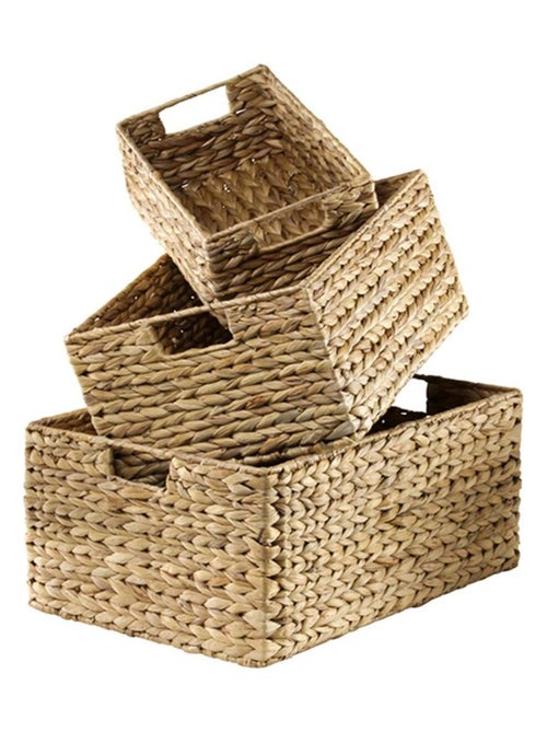 Paniers En Jacinthe D'eau Avec Armature Métal - Lot De 3 - Kiabi