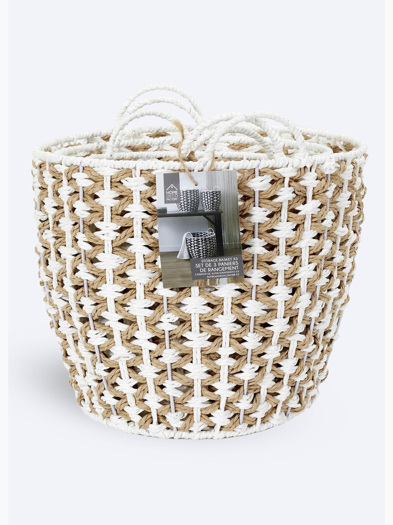 Paniers ethniques tressés bicolores - afibel Beige/Blanc - Kiabi