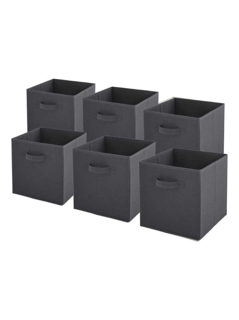 Paniers intissés pliables - lot de 6 - Gris Anthracite - 27x27x27cm Gris foncé - Kiabi