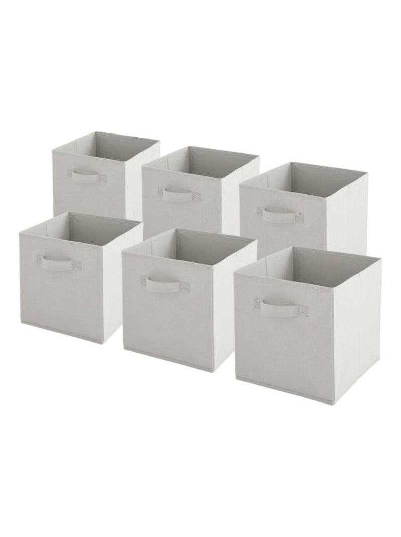 Paniers intissés pliables - lot de 6 - Gris Nuage - 27x27x27cm Gris clair - Kiabi