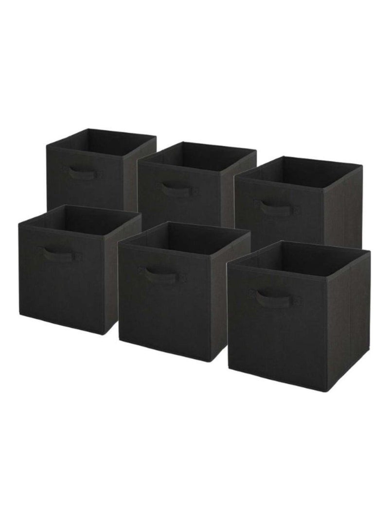 Paniers intissés pliables - lot de 6 - Noir 27x27x27cm Noir - Kiabi