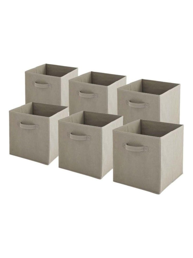 Paniers intissés pliables - lot de 6 - Taupe - 27x27x27cm Gris taupe - Kiabi