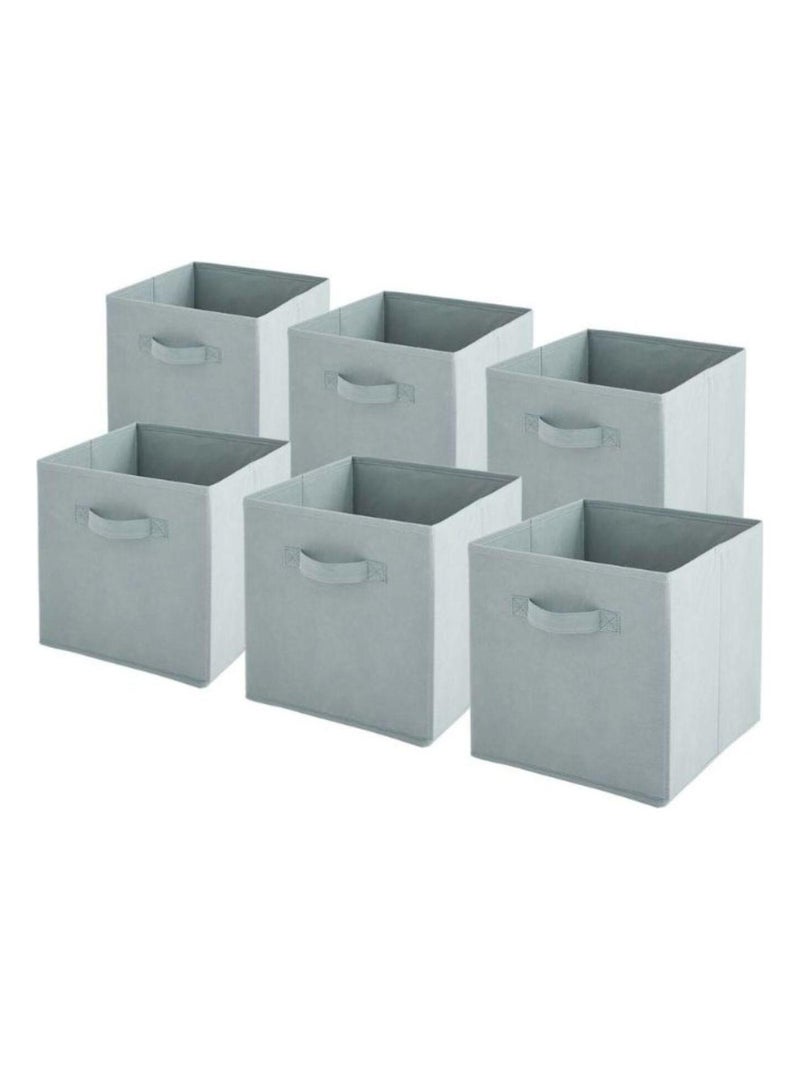 Paniers intissés pliables - lot de 6 - Vert Sauge 27x27x27cm Vert - Kiabi