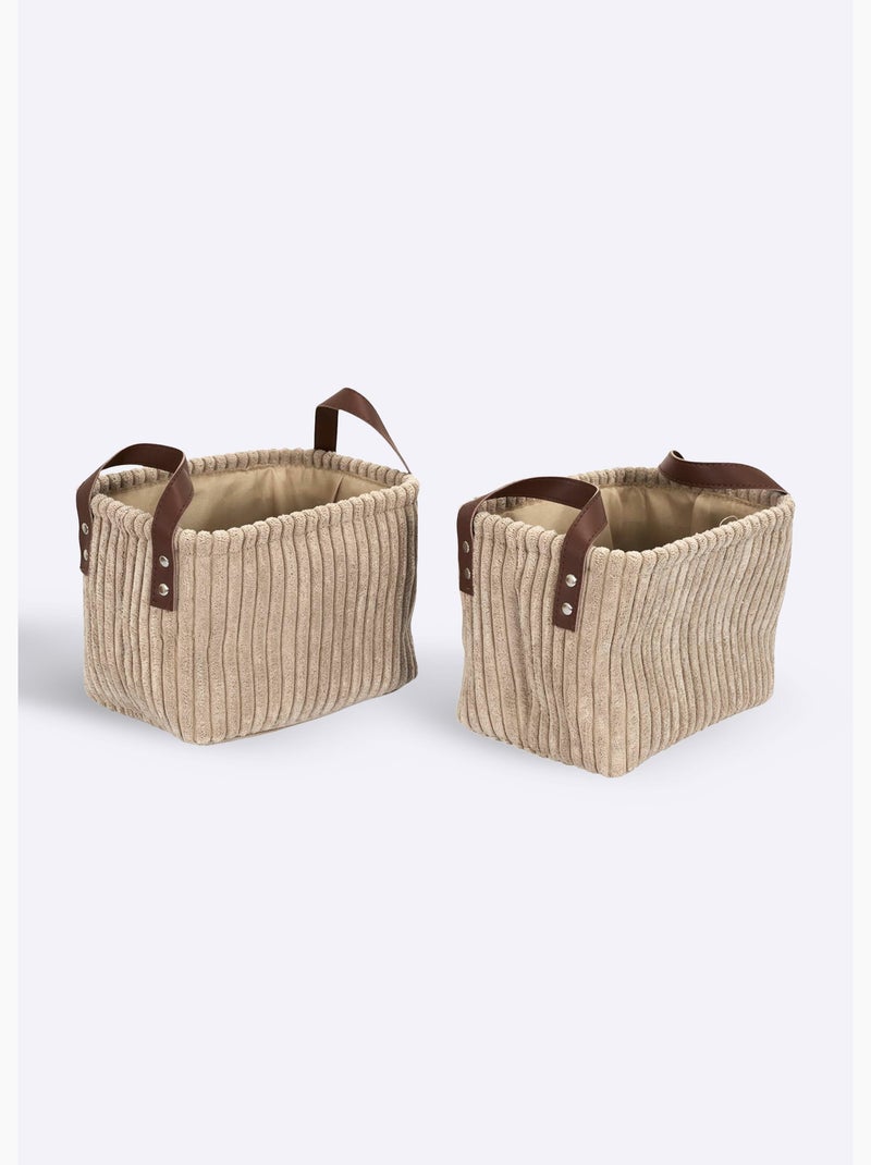 Paniers rangement velours, avec anses - AFIBEL Taupe - Kiabi