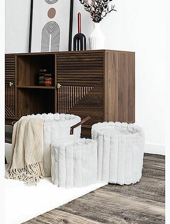 Paniers ronds rangement, effet fourrure - AFIBEL
