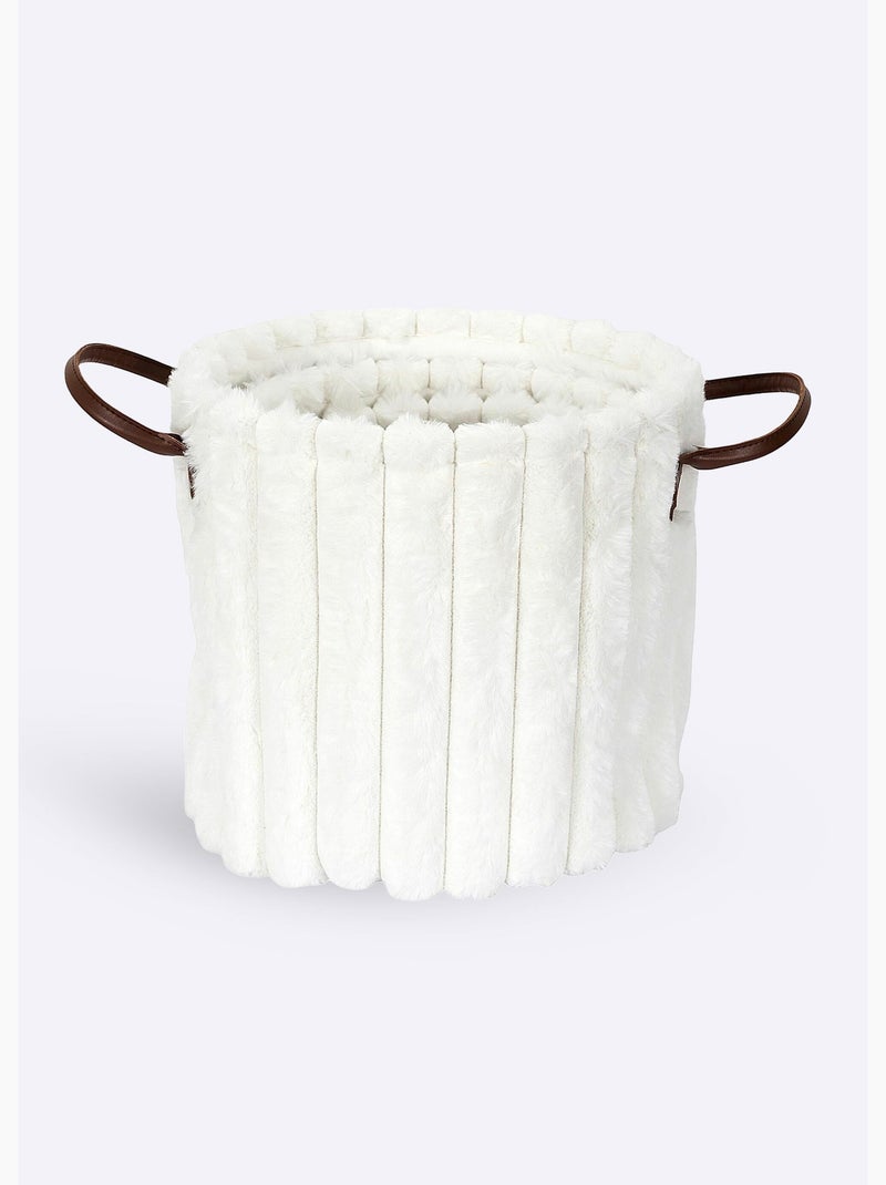 Paniers ronds rangement, effet fourrure - AFIBEL Blanc - Kiabi