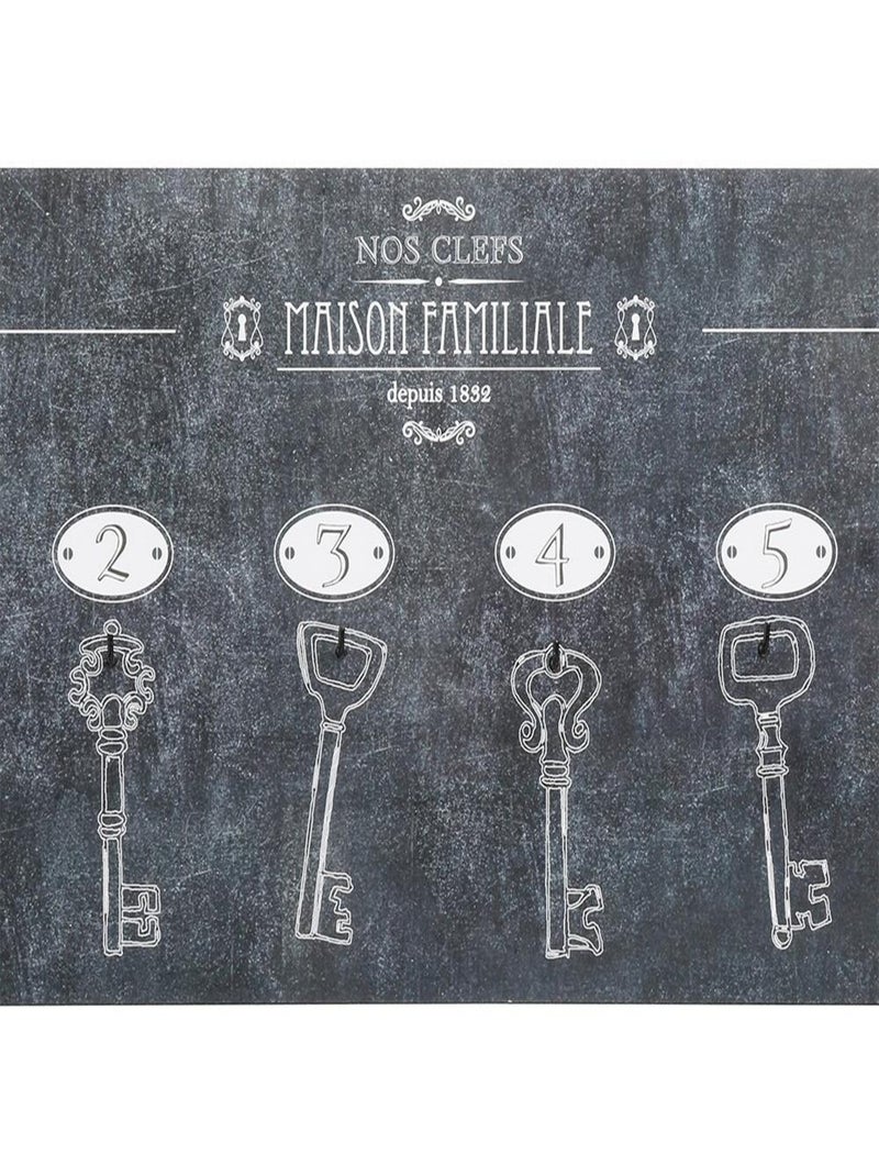 Panneau 6 clés Bistrot 19x44 cm Maison familiale Noir - Kiabi