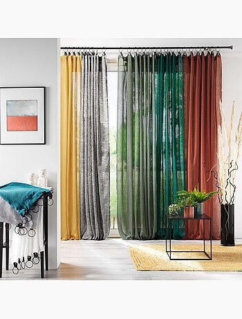 Panneau a anneaux rideau Voile 140 x 240 cm Linkae gris