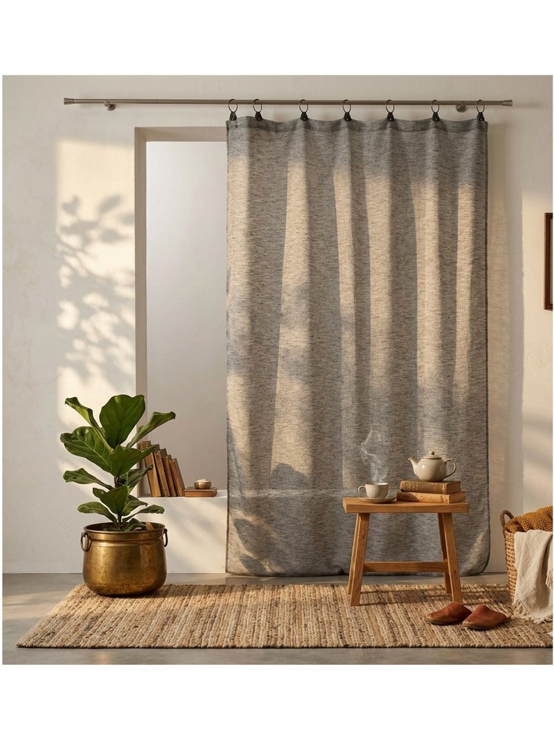 Panneau a anneaux voile tisse linke Noir Gris anthracite - Kiabi