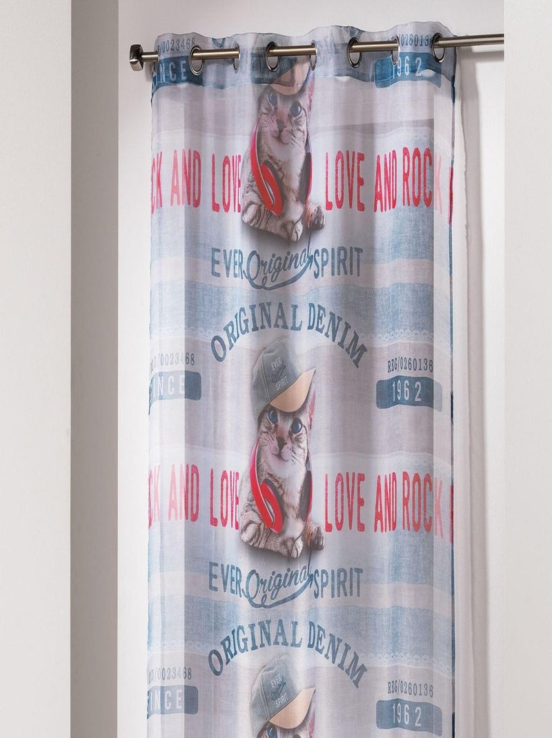 Panneau a oeillets 140 x 240 cm Girly Cat Bleu - Kiabi