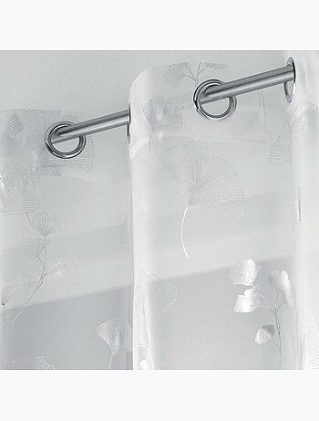 Panneau a oeillets rideau voile 140 X 240 cm Bloomy blanc argent
