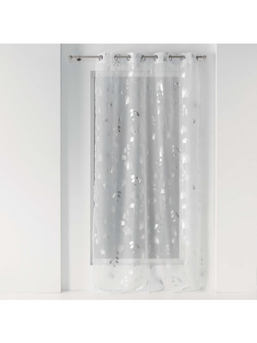 Panneau a oeillets rideau voile 140 X 240 cm Bloomy blanc argent - Kiabi