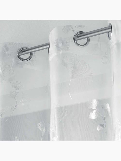 Panneau a oeillets rideau voile 140 X 240 cm Bloomy blanc argent - Kiabi