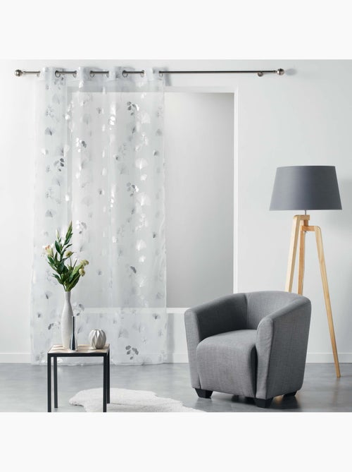 Panneau a oeillets rideau voile 140 X 240 cm Bloomy blanc argent - Kiabi