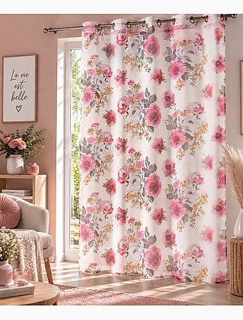 Panneau a oeillets rideau voile flowers