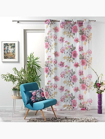 Panneau a oeillets rideau voile flowers