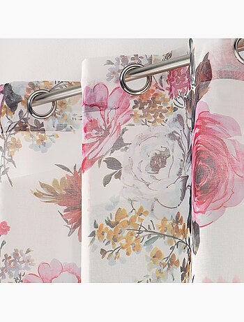 Panneau a oeillets rideau voile flowers