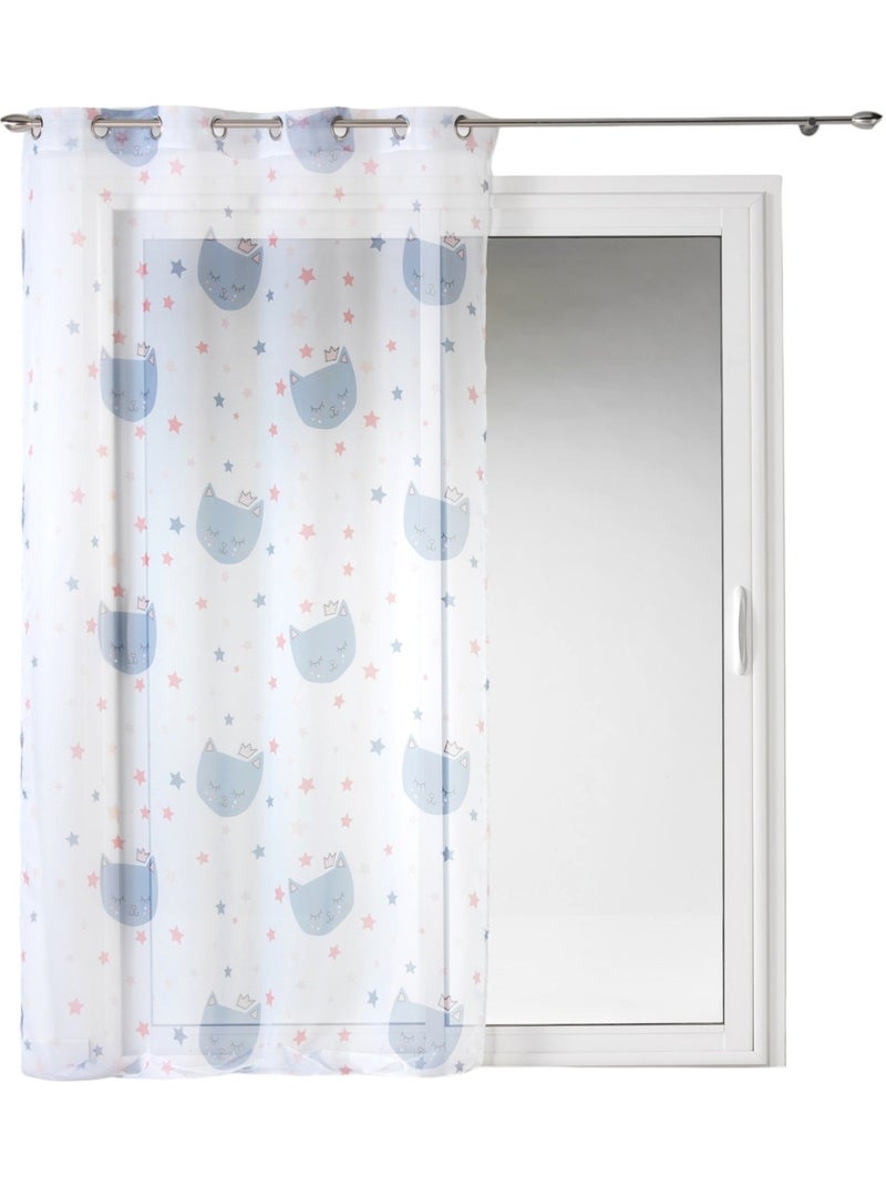Panneau a oeillets rideau voile mimi chat Blanc - Kiabi