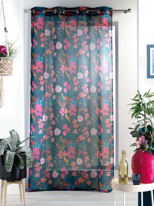Panneau a oeillets rideau voile sable 140 x 240 cm Exotic paradise bleu - Kiabi
