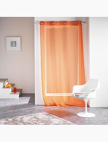 Panneau a oeillets rideau voile sable fils coupes Frizy