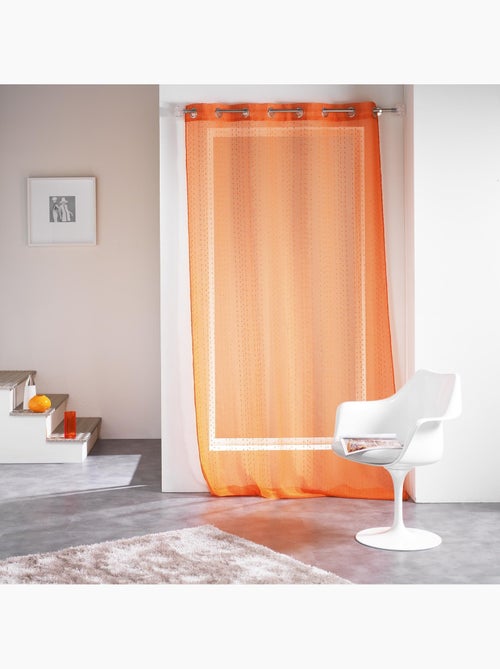 Panneau a oeillets rideau voile sable fils coupes Frizy - Kiabi