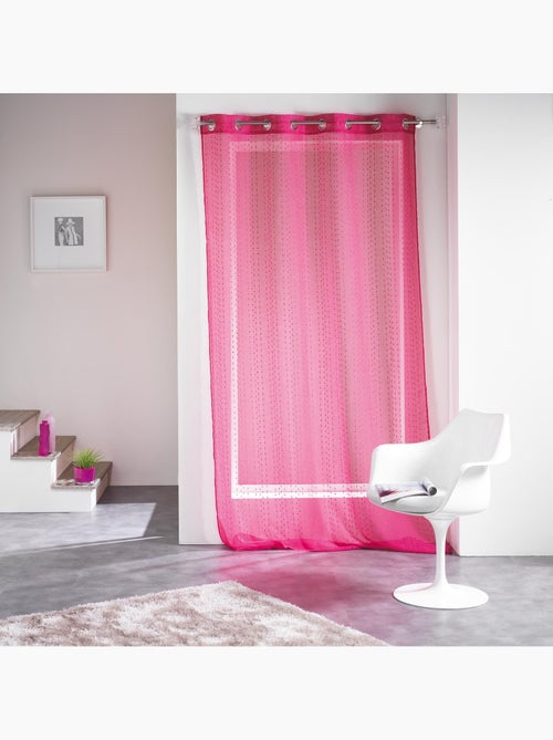 Panneau a oeillets rideau voile sable fils coupes Frizy - Kiabi