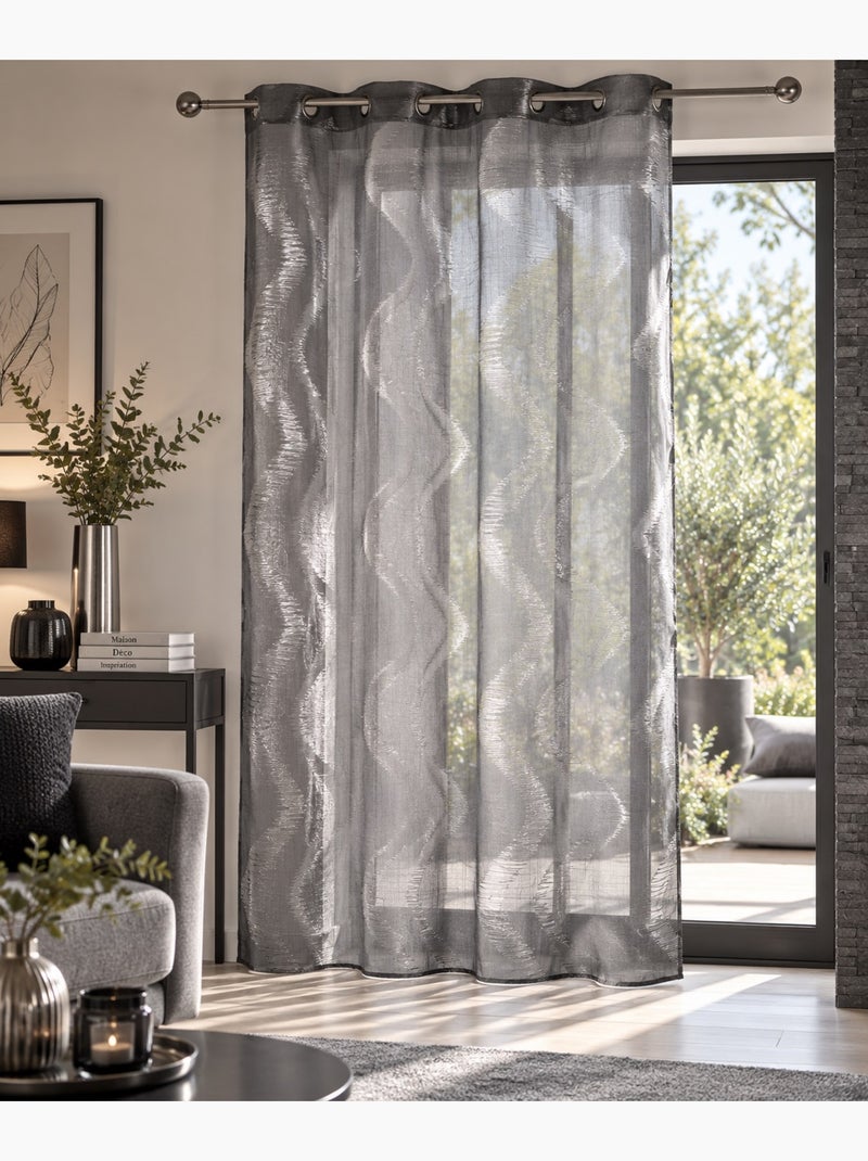 Panneau a oeillets rideau voile zapy Noir Gris anthracite - Kiabi