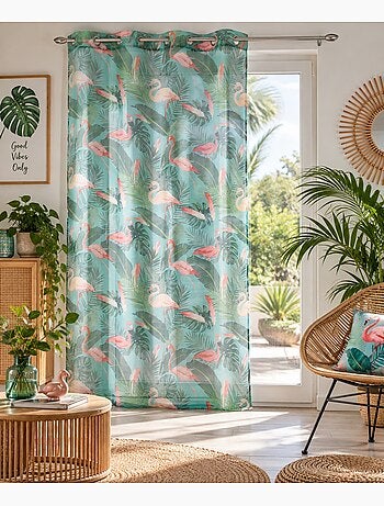 Panneau a oeillets rideau voile zootica turquoise 140 x 240 cm