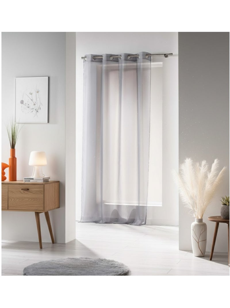 Panneau a oeillets Voile uni Voiline Gris - Kiabi