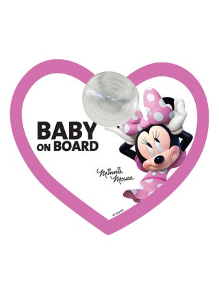 Panneau de sécurité pour voiture « bébé à bord » Disney Minnie avec fixation à ventouse