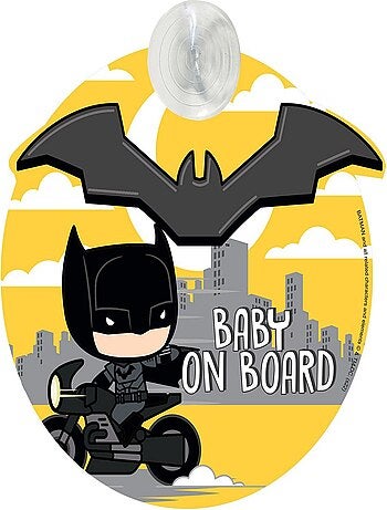 panneau de sécurité voiture - Bébé à bord, DC Comics Batman- avec ventouse et graphismes héros