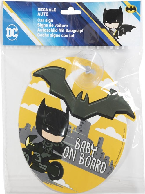 panneau de sécurité voiture - Bébé à bord, DC Comics Batman- avec ventouse et graphismes héros - Kiabi