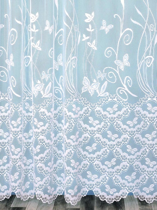 Panneau droit papillons et feuillages en dentelle modulable avec ruban fronceur - Kiabi