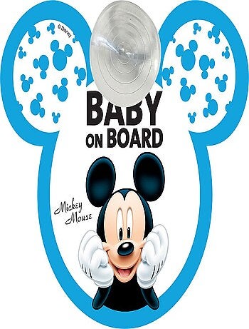 panneau sécurité voiture -Bébé à bord Disney Mickey Mouse - avec ventouse et graphismes colorés