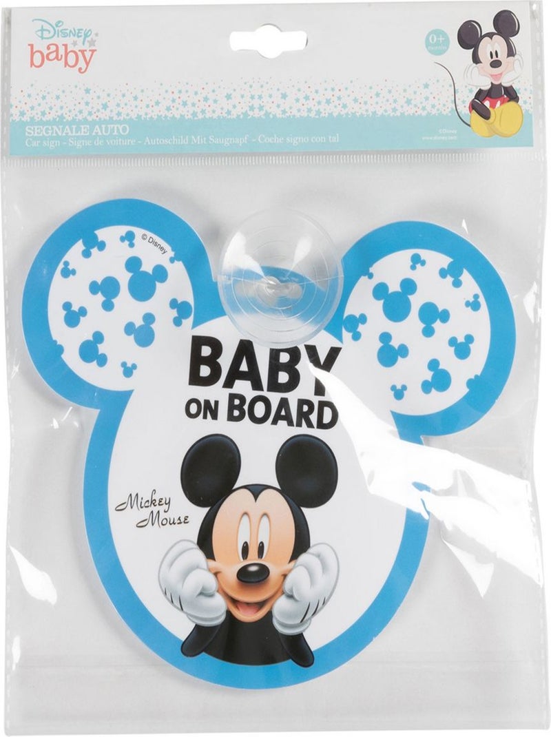 panneau sécurité voiture -Bébé à bord Disney Mickey Mouse - avec ventouse et graphismes colorés Bleu - Kiabi