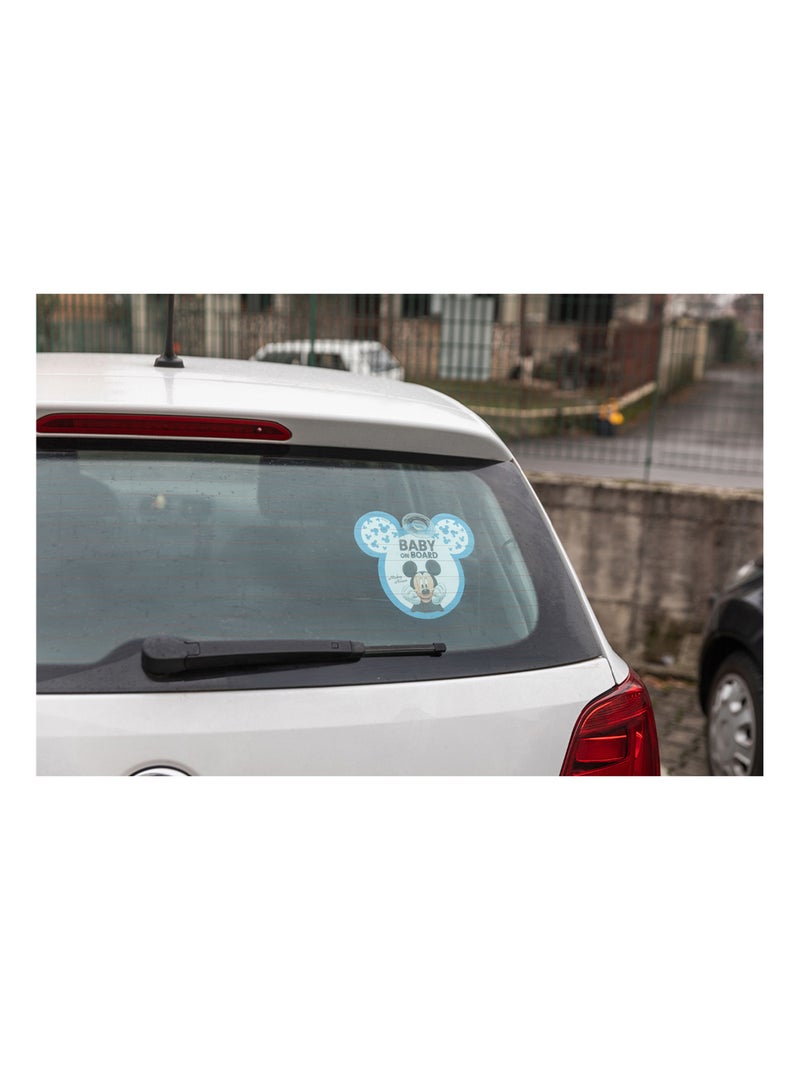 panneau sécurité voiture -Bébé à bord Disney Mickey Mouse - avec ventouse et graphismes colorés Bleu - Kiabi