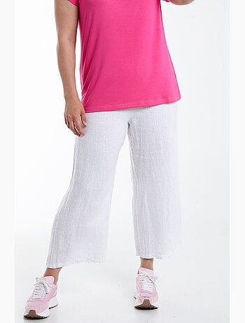 Pantacourt 7/8 large uni en lin